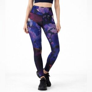 Noli Active High Waist Leggings Purple Blue Abstract Print Medium Made USA Gym M